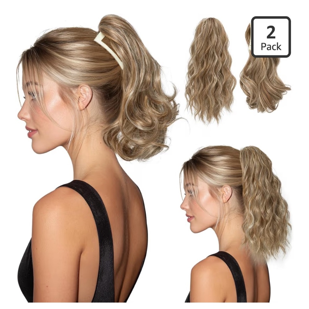 Blonde Wavy Clip-In Ponytail Extension - 2 Pack